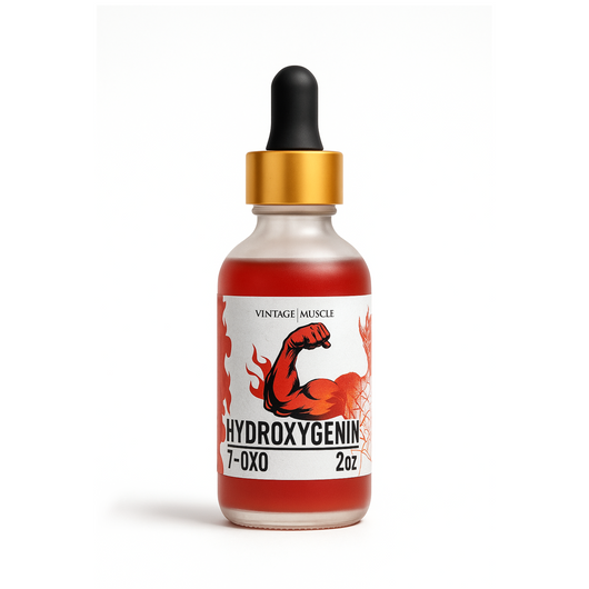 Bottle of Hydroxygenin with a gold dropper on a white background