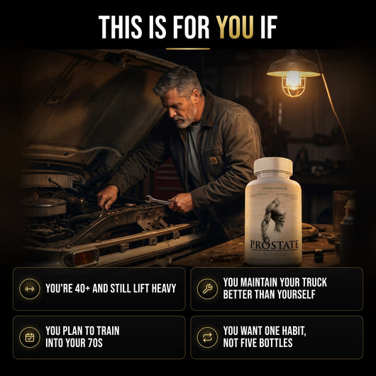 This is for you if you're 40+ and still lift heavy, you maintain your truck better than yourself, you plan to train into your 70s, and you want one habit, not five bottles.